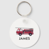 Porte-clés Ajouter votre nom Red Fire truck Personnalisé (Verso)