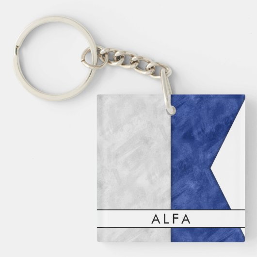 Porte-clés Ajouter Votre Nom Signal Indicateur A Alfa / Alpha (Devant)