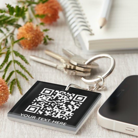 Porte-clés Ajouter votre propre code QR Code texte Scan menu  (Devant Droit)