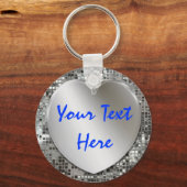 Porte-clés Ajouter Votre Texte Argent Coeur Clavier (Recto)