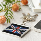 Porte-clés Ajouter votre texte sur le drapeau anglais Jeu d'o (Côté)
