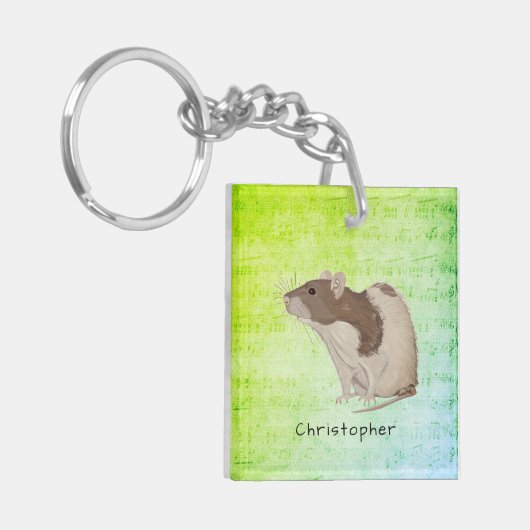 Porte-clés Ajoutez votre conception nommée de rat (Devant gauche)