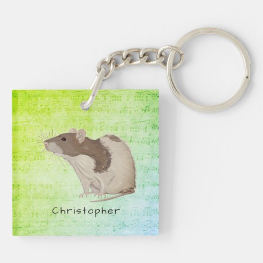 Porte-clés Ajoutez votre conception nommée de rat (Dos)