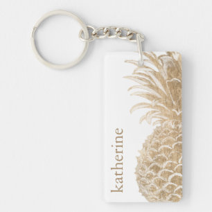 Porte-clés Ajoutez votre nom   Pinneapple Tropical Or