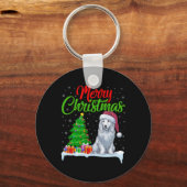 Porte-clés Akbash Chien Noël Lumières Arbre Funny Noël Akbash (Recto)