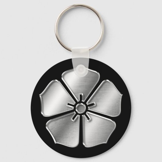 Porte-clés Akechi Clan Kamon Argent Chrome (Recto)