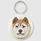 Porte-clés Akita Chien 3D Inspiré (Recto)
