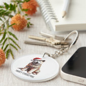 Porte-clés Akita Chien Enveloppé Dans La Lumière De Noël (Devant Droit)