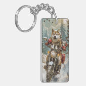 Porte-clés Akita Chien équitation moto Noël (Devant gauche)