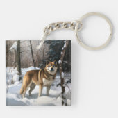 Porte-clés Akita Laisser Neige Noël (Dos)