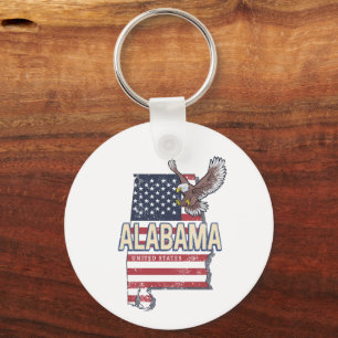 Porte-clés Alabama State États-Unis Carte Retro Vintage USA