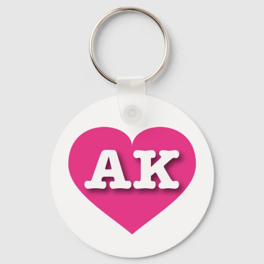 Porte-clés Alaska Hot Pink Heart - J'aime AK (Recto)