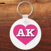 Porte-clés Alaska Hot Pink Heart - J'aime AK (Recto)
