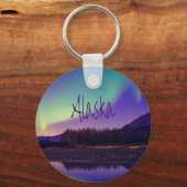 Porte-clés Alaska Northern Lights Mountains Lake (Recto)