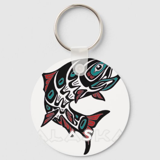 Porte-clés Alaska Saumon Fishing Native American Indigenous T (Recto)