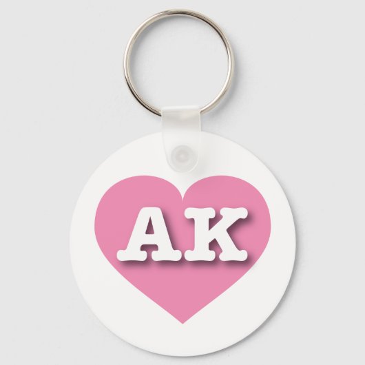 Porte-clés Alaska Solid Pink Heart - J'aime AK (Recto)