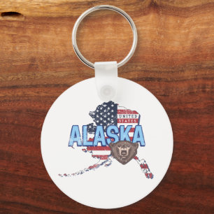 Porte-clés Alaska State États-Unis Carte Vintage USA