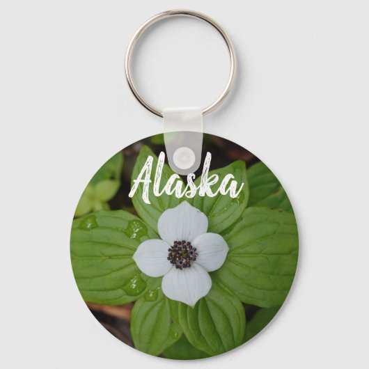 Porte-clés Alaska White Dogwood Flower et Ocean Mountain (Recto)