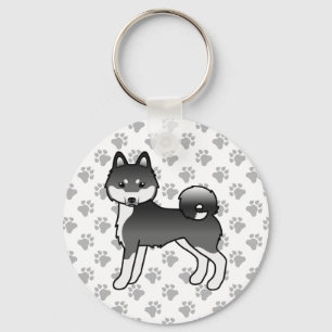 Porte-clés Alaskan Klee Kai noir et blanc Chien mignon & patt