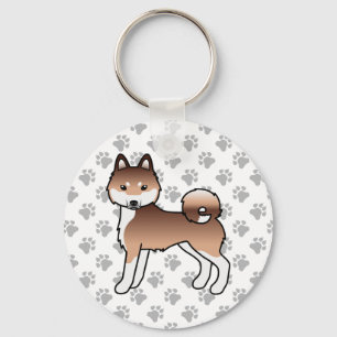 Porte-clés Alaskan Klee Kai rouge et blanc Chien mignon & pat