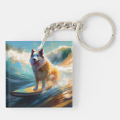 Porte-clés Alaskan Malamute Beach Surf Peinture (Dos)