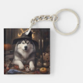Porte-clés Alaskan Malamute Citrouilles Halloween effrayant (Dos)