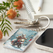 Porte-clés Alaskan Malamute Dog équitation moto Noël (Devant droit)