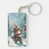 Porte-clés Alaskan Malamute Dog équitation moto Noël (Dos)