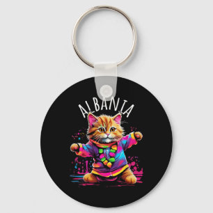 Porte-clés Albanie Quirky Funny Mignonne Chat De Danse Coloré