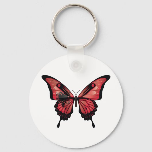Porte-clés Albanie Sticker pour drapeau à papillon noir (Recto)
