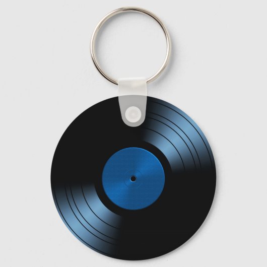Porte-clés Album rétro vinyle en bleu (Recto)