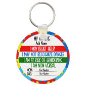 Porte-clés Alerte Autisme Non Verbal id