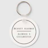 Porte-clés Alerte d'allergie à l'arachide noire et blanche (Recto)