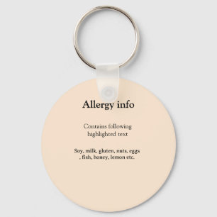 Porte-clés Alerte d'allergie alimentaire ajouter un nom aux a