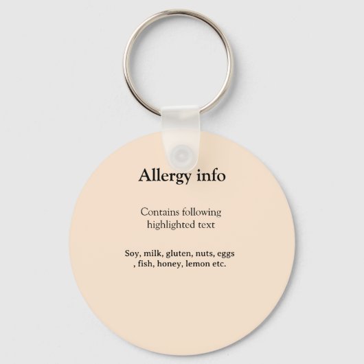 Porte-clés Alerte d'allergie alimentaire ajouter un nom aux a (Recto)