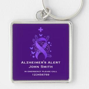 Porte-clés Alerte de maladie d'Alzheimer violet