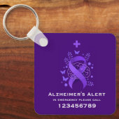Porte-clés Alerte de maladie d'Alzheimer violette (Recto)