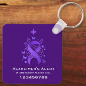 Porte-clés Alerte de maladie d'Alzheimer violette (Verso)