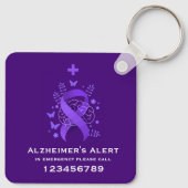 Porte-clés Alerte de maladie d'Alzheimer violette (Dos)
