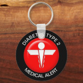 Porte-clés Alerte médicale de type 2 sur le diabète (Recto)