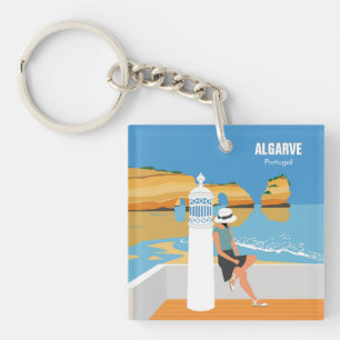 Porte-clés Algarve plage fille voyage vintage style