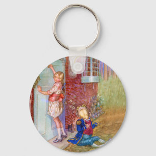 Porte-clés Alice et le footman de la grenouille à la porte de