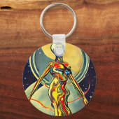 Porte-clés Alien de métal liquide femme art Abstrait (Recto)