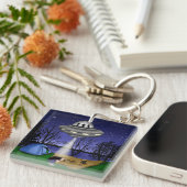 Porte-clés Alien d'enlèvement extra-terrestre (Devant Droit)