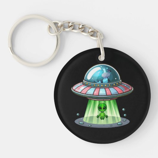 Porte-clés Alien enlevant une vache (Devant)