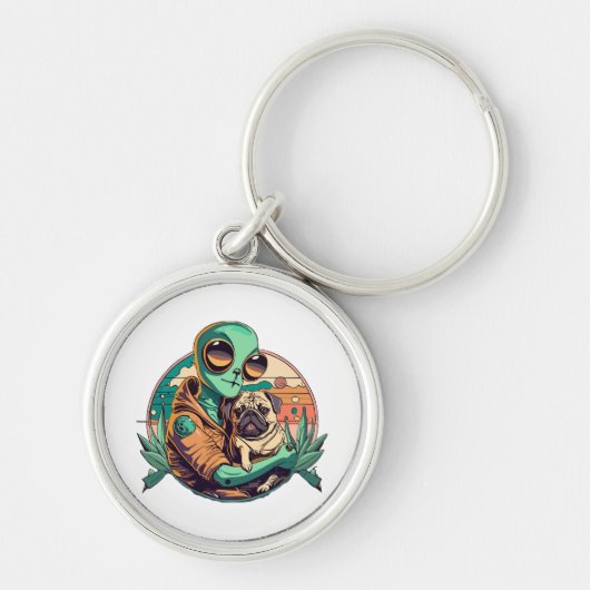 Porte-clés Alien et Pug (Devant)