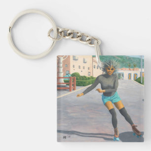 Porte-clés Alien Femme Roller Patinage Imaginaire Art Porte -