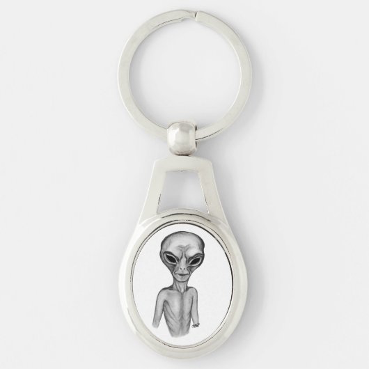 Porte-clés Alien gris, je veux croire (Devant)