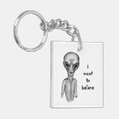 Porte-clés Alien gris, je veux croire (Devant gauche)