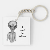 Porte-clés Alien gris, je veux croire (Dos)
